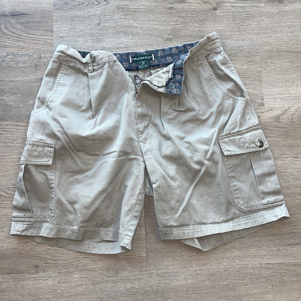 Cargo Shorts Men's size 34 Flat Front Slash Pockets Cotton Reed Hunter